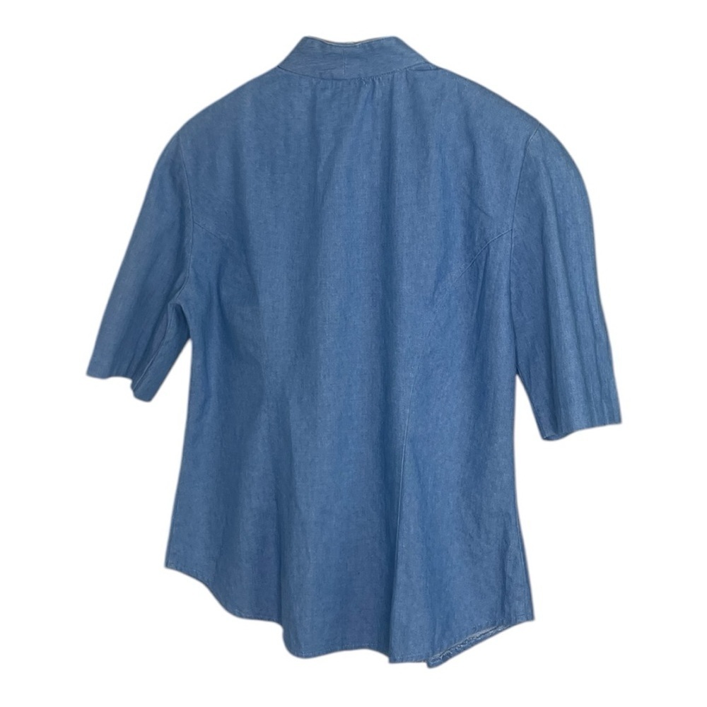 Vintage Blue Denim Button-Up Shirt with Gold Embellishments -10 - Picture 3 of 9